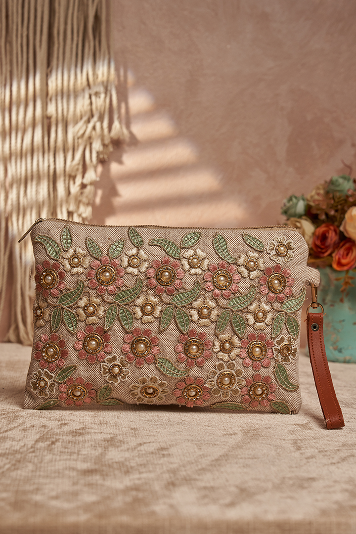 Silk Tafta Embellished Clutch
