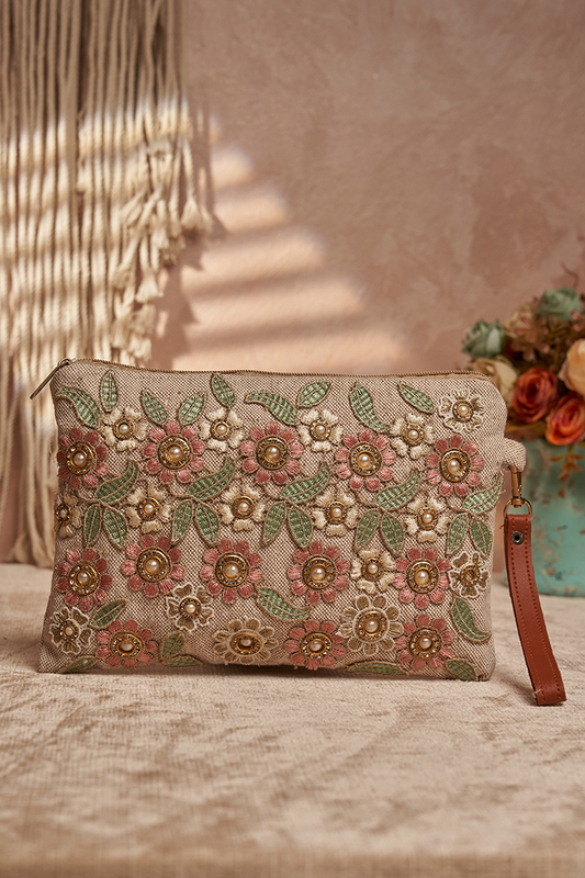 Silk Tafta Embellished Clutch