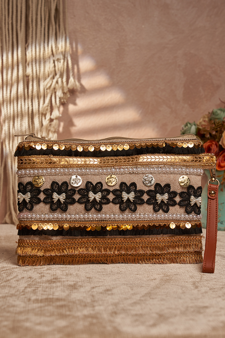 Embroidered Box Clutch