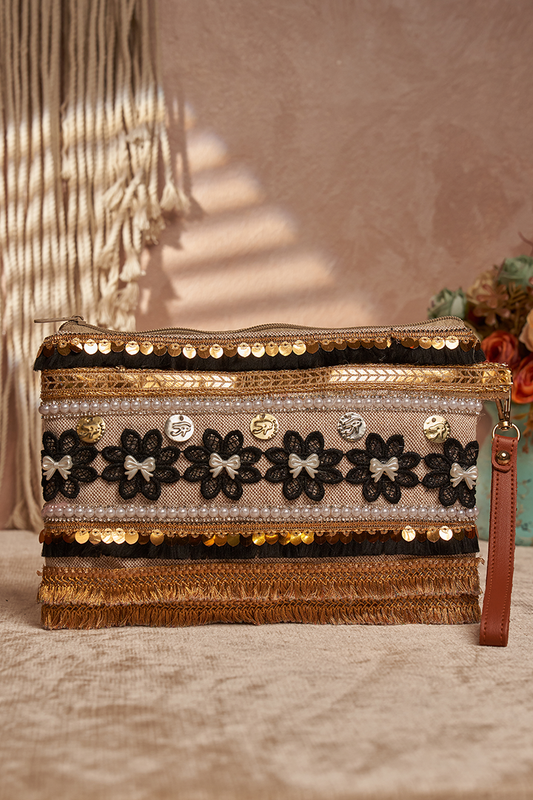 Embroidered Box Clutch